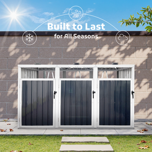 Grey Metal Outdoor Garbage Bin Shed