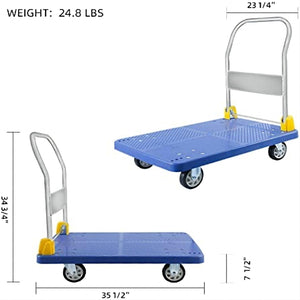880 lbs. Platform Truck With 360-Degree Swivel Wheels Foldable Push Hand Cart