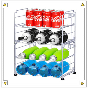 2 Tier (2 Pack) Stackable Freestanding Water Bottle Storage Rack in Silver