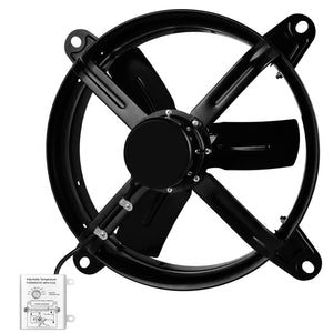 14 in. windor fan attic Gable Ventilator With Adjustable Temperature Thermostat in Black (1-Pack