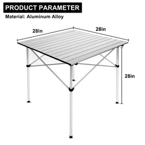 28 in. Square Portable Folding Aluminum Picnic Table in Sliver