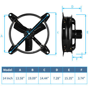 14 in. windor fan attic Gable Ventilator With Adjustable Temperature Thermostat in Black (1-Pack
