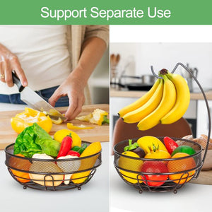 Brozne 1-Piece 2-Tier Fruit Basket with Banana Hook and 2-Fruit Bowl