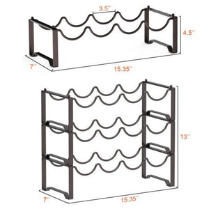 12-Bottle Stackable Metal Wine Bottle Rack in Bronze