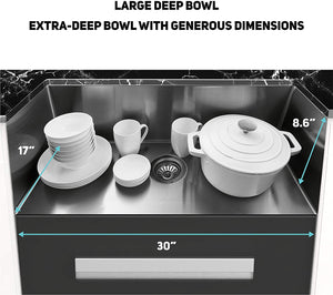 32 in. Undermount Single Bowl 16-Gauge Stainless Steel Kitchen Sink with Accessories (5-Pack Built-in Components)