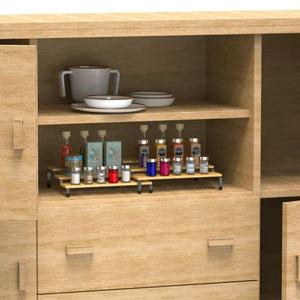 3 Tier Bamboo Spice Rack Freestanding Expandable Seasoning Jars Shelf