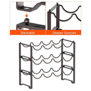 12-Bottle Stackable Metal Wine Bottle Rack in Bronze