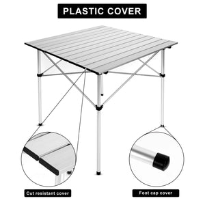 28 in. Square Portable Folding Aluminum Picnic Table in Sliver