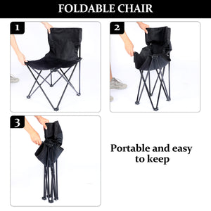 Mini Armless Portable Folding Camping Chair for Outdoor Camping Fishing in Black