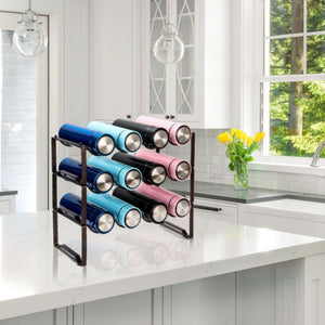 12-Bottle Stackable Metal Wine Bottle Rack in Bronze