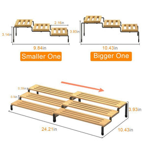 3 Tier Bamboo Spice Rack Freestanding Expandable Seasoning Jars Shelf