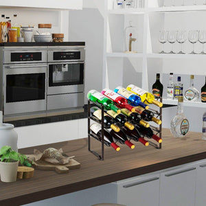 12-Bottle Stackable Metal Wine Bottle Rack in Bronze