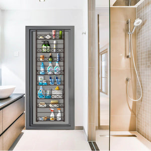 8-Shelf Metal Door Mount Pantry Organizer Spice Rack Organizer in Black