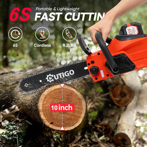 21V Lithium 12 in. Brushless Cordless Battery Powered Pruning Chainsaw with 2 rechargeable 21V 4000mAh batteries