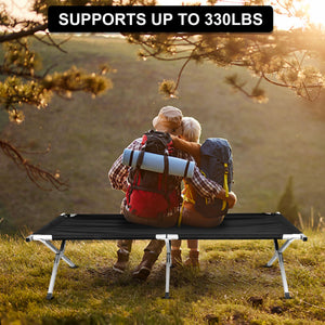 Portable Folding Camping Cot. 74.8 in. x 24.8 in. x 17 in. in Black