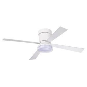 Matte White 48 in. Ceiling Fan with LED Light and Remote, Indoor Flush Mount