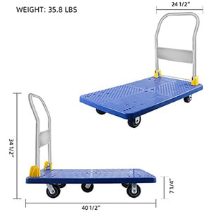 1320 lbs . Platform Truck With 360-Degree Swivel Wheels Foldable Push Hand Cart