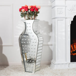 28 in. Tall Silver Handmade Glass Floor Vase