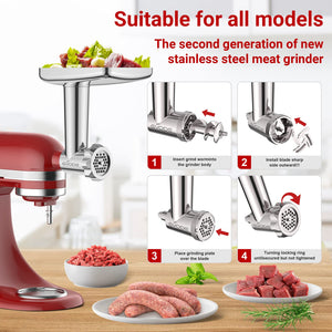 Stainless Steel Meat Grinder Attachment for KitchenAid Stand Mixers