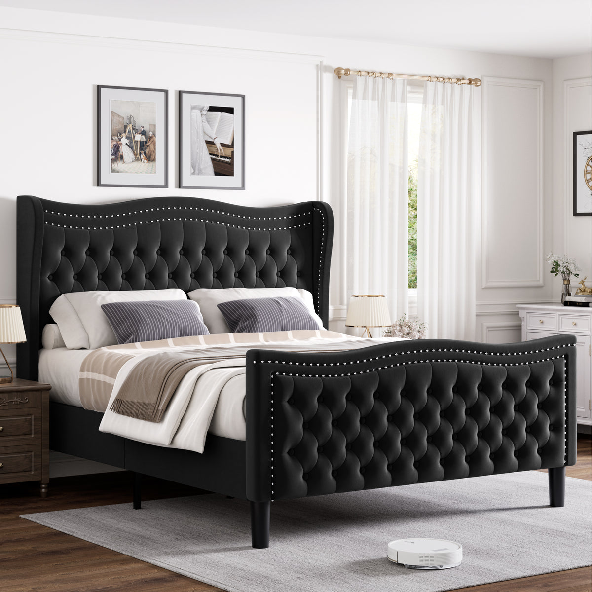 Upholstered Wingback Bed