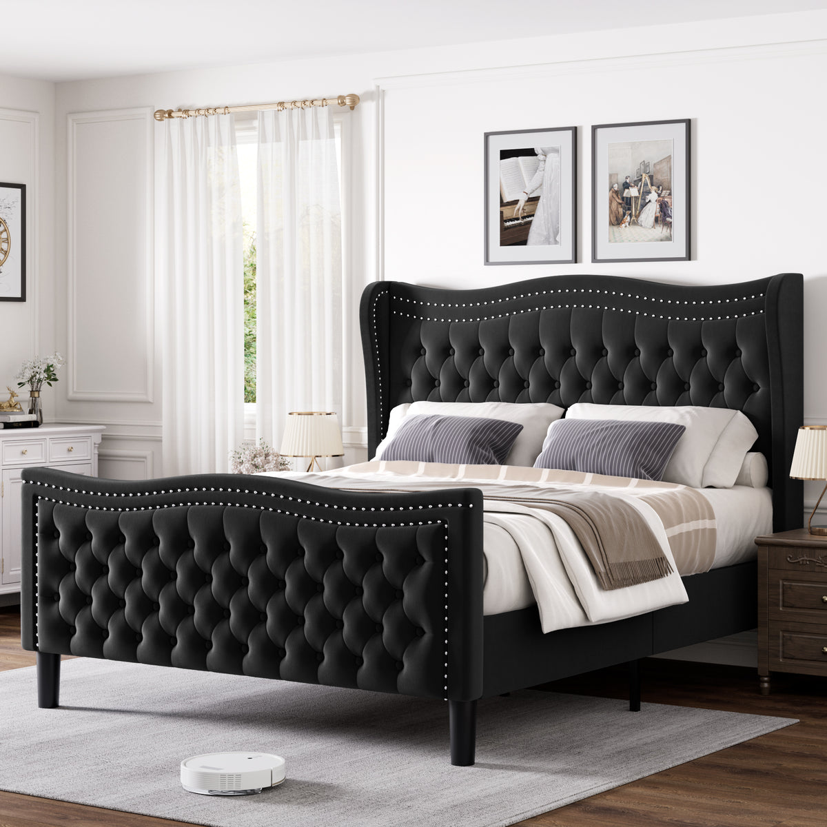 Upholstered Wingback Bed