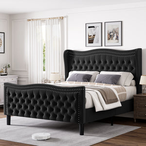 Upholstered Wingback Bed