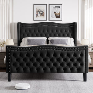 Upholstered Wingback Bed