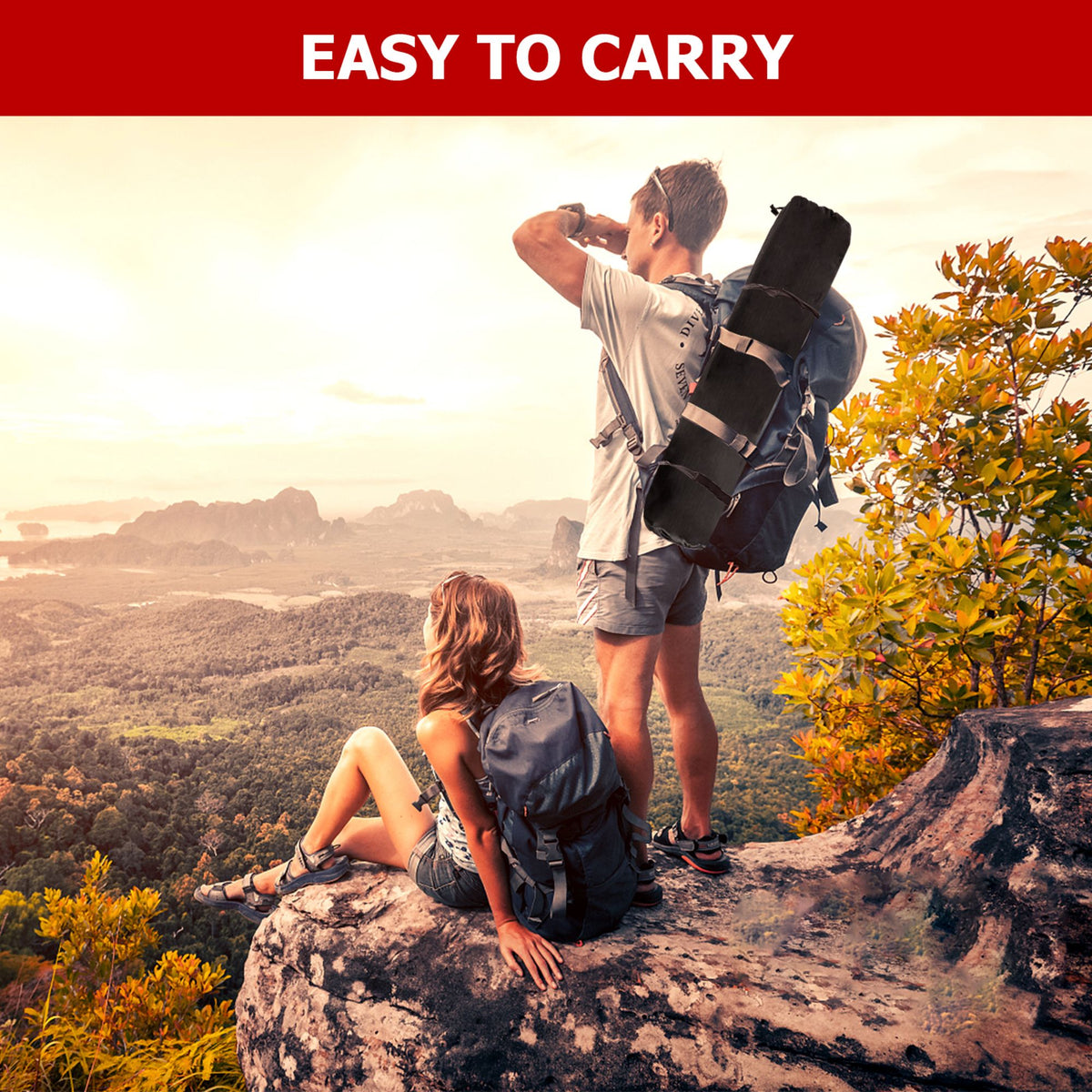 2 in 1 Folding Camping Chair with Footrest Mesh Lounge chair in Black