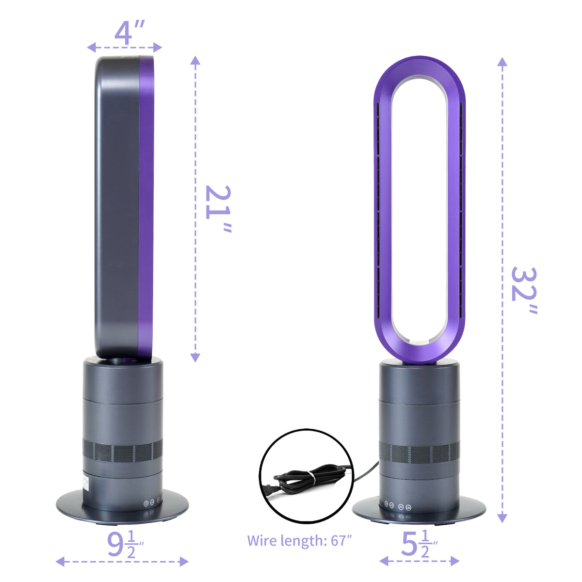 32 in. Bladeless Tower Cool Fan and Heater Fan Combo Ideal For Four Season Available