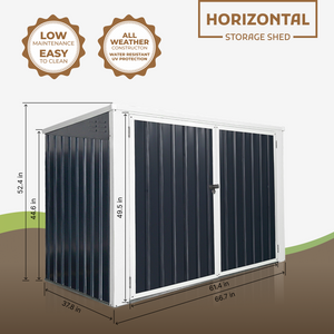 Horizontal Storage Shed For Garbage Cans Tools Accessories