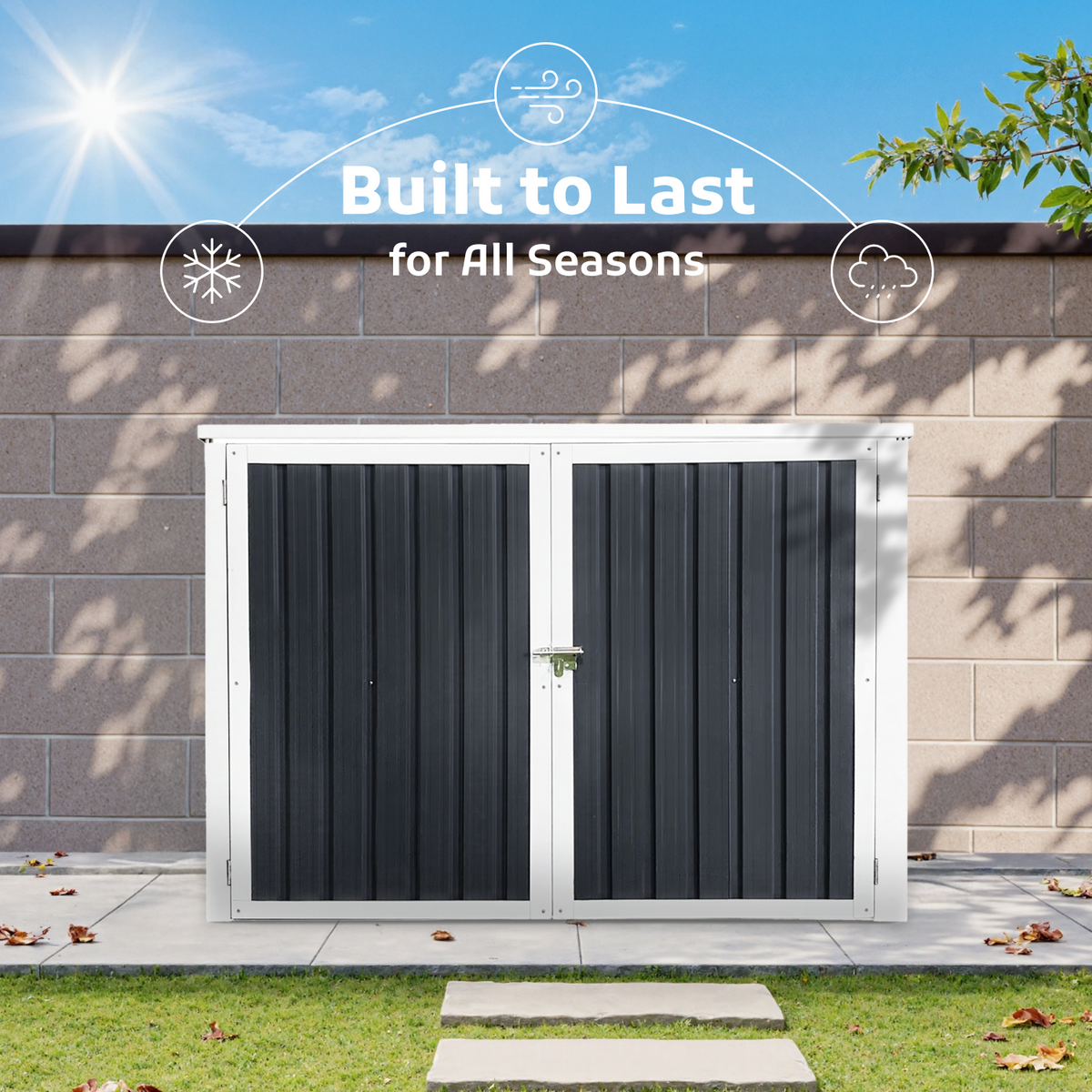 Horizontal Storage Shed For Garbage Cans Tools Accessories