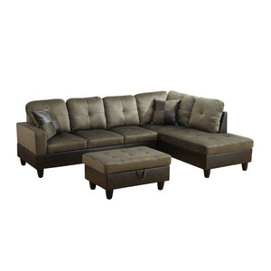 Dubbin Taupe Flannel And PVC 3-Piece Couch Living Room Sofa Set