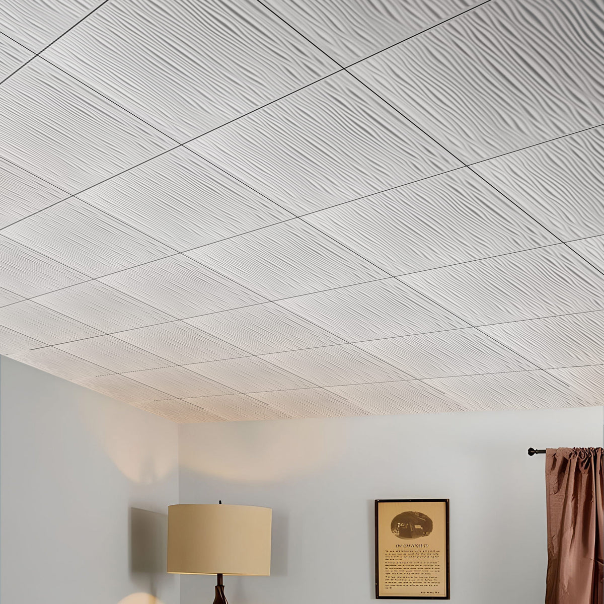 2 ft. x 2 ft. Wavy pattern PVC Lay-in Ceiling Tile (48 sq. ft./case)