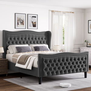 Upholstered Wingback Bed