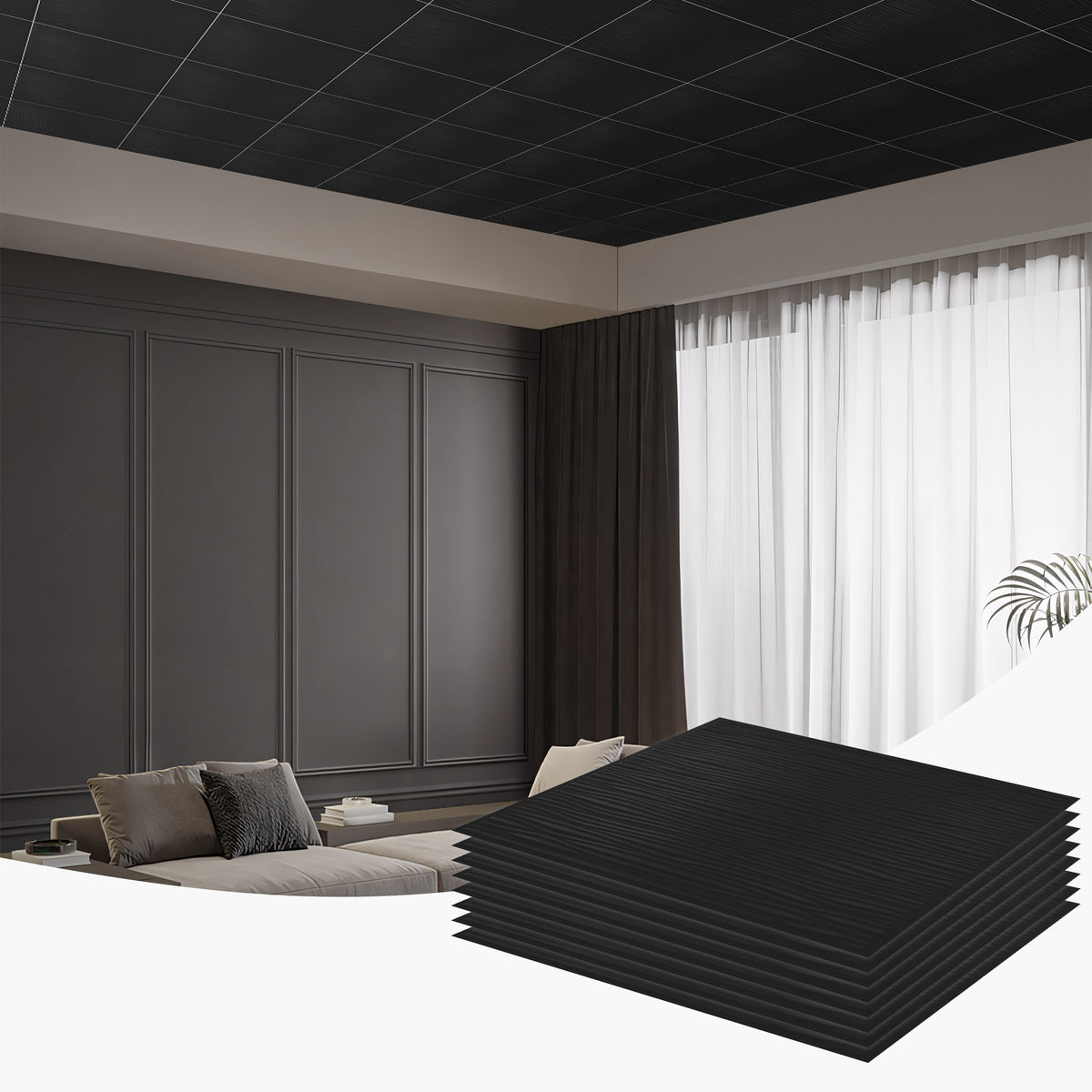 2 ft. x 2 ft. Wavy pattern PVC Lay-in Ceiling Tile (48 sq. ft./case)