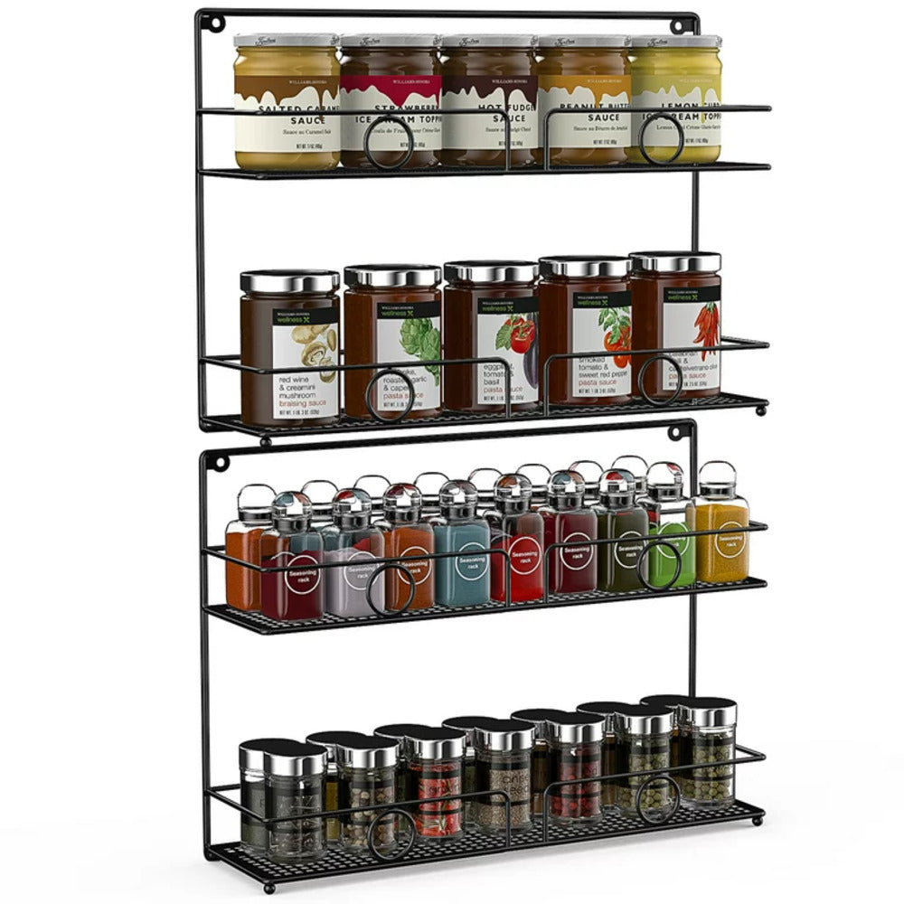 2 of Shelves 2-Tier Black Wall Mount Spice Rack Organizer