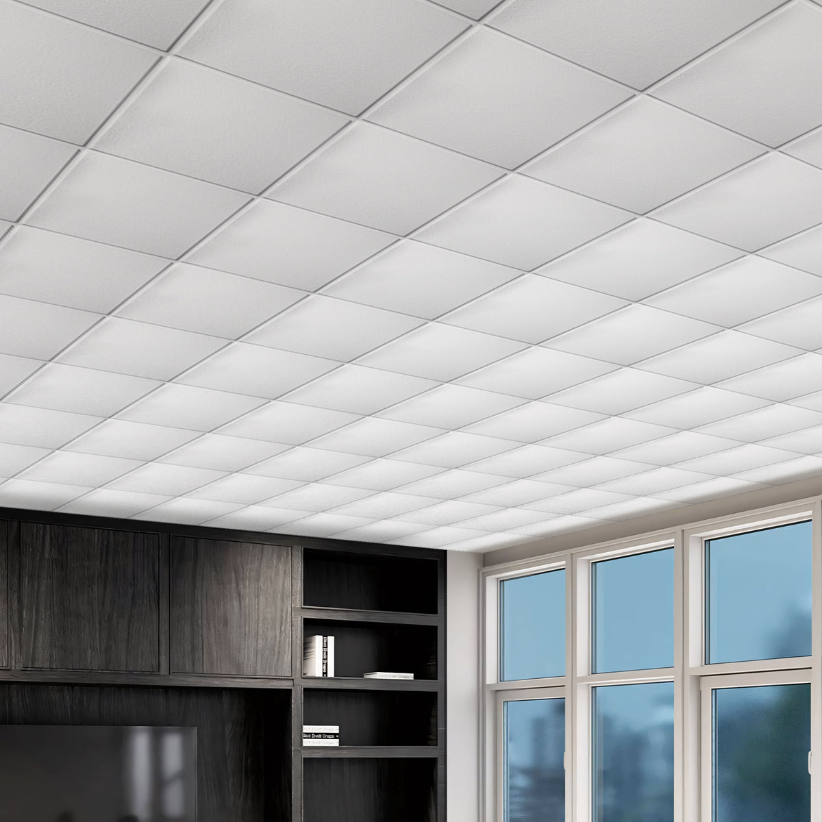 PVC 2 ft. x 2 ft. Embossing Drop in Ceiling Tile (48 sq. ft. /case)