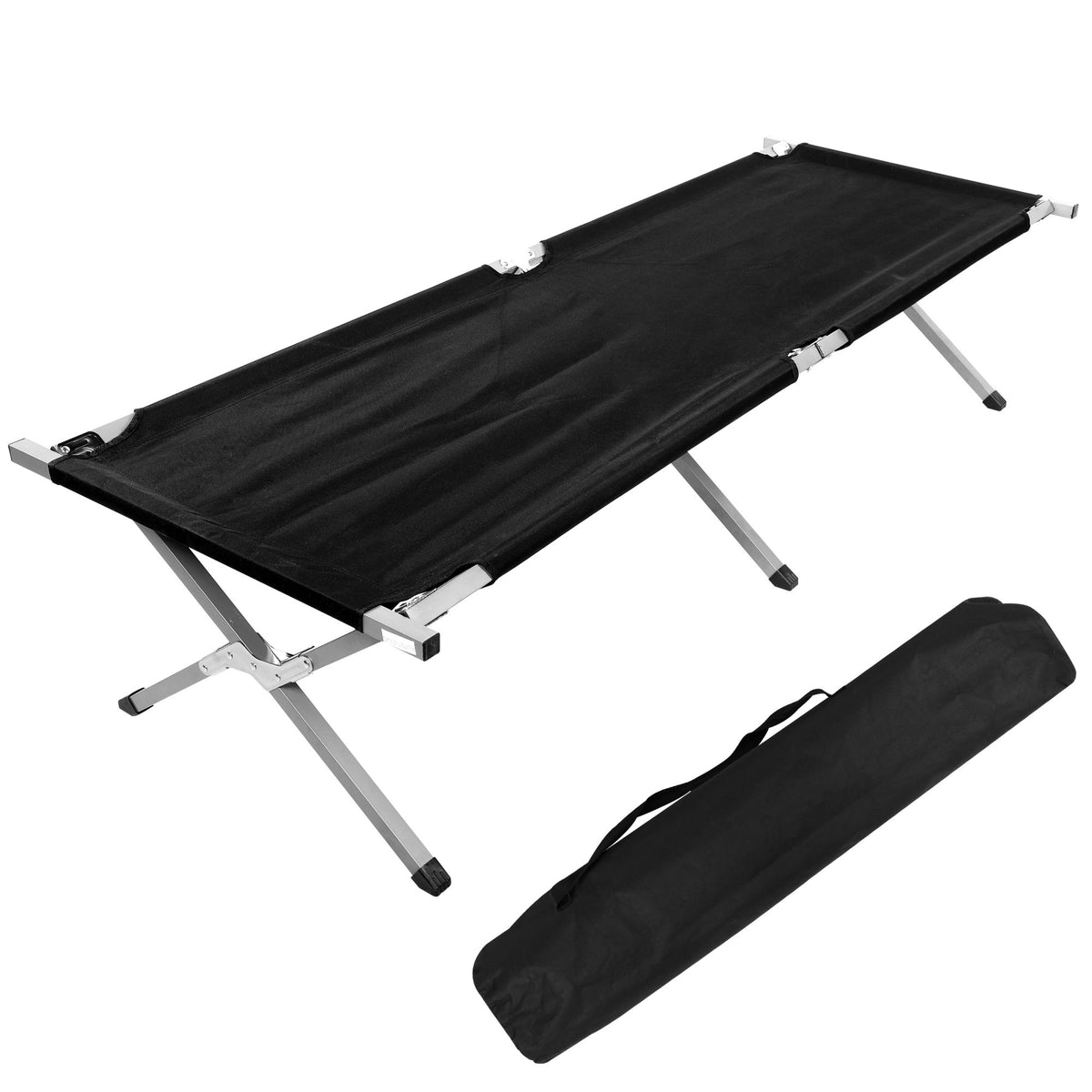 Portable Folding Camping Cot. 74.8 in. x 24.8 in. x 17 in. in Black