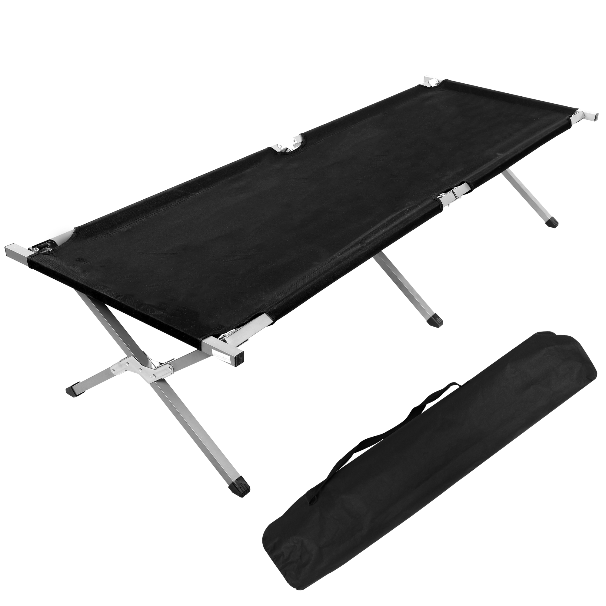 Portable Folding Camping Cot. 74.8 in. x 24.8 in. x 17 in. in Black