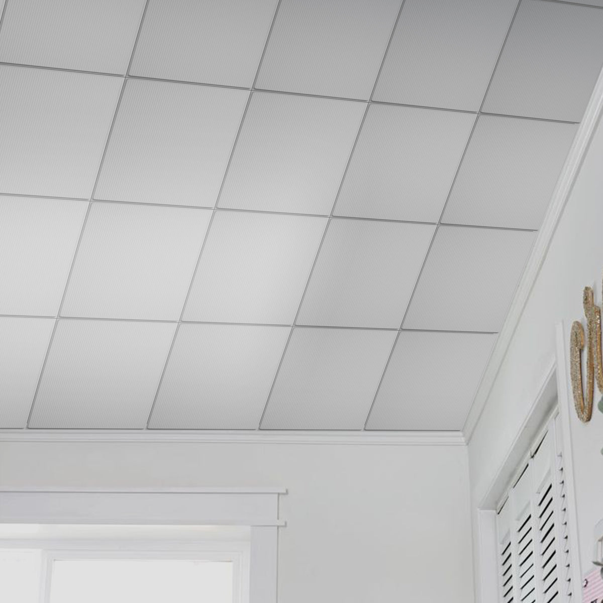 PVC 2 ft. x 2 ft. Stripe Embossing Drop in Ceiling Tile (48 sq.ft./case)