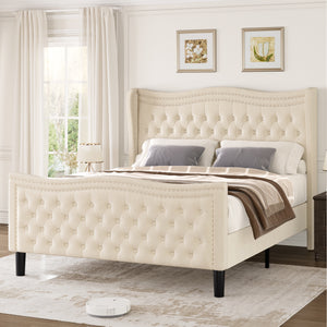 Upholstered Wingback Bed