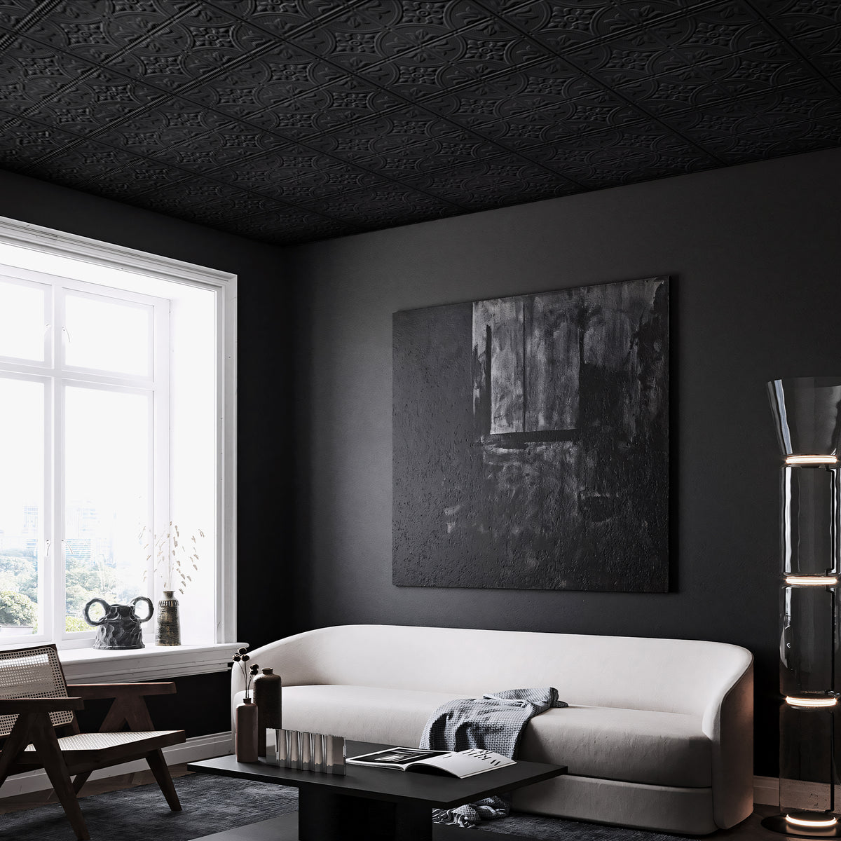 PVC 2 ft. x 2 ft. Traditional Embossing Pattern Drop in Ceiling Tile (48 sq.ft./case)