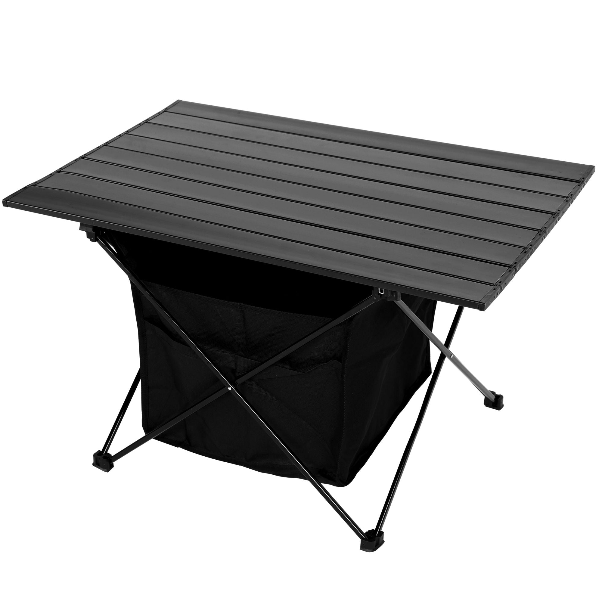 27 in. Black Portable Camping Table with Storage Bag