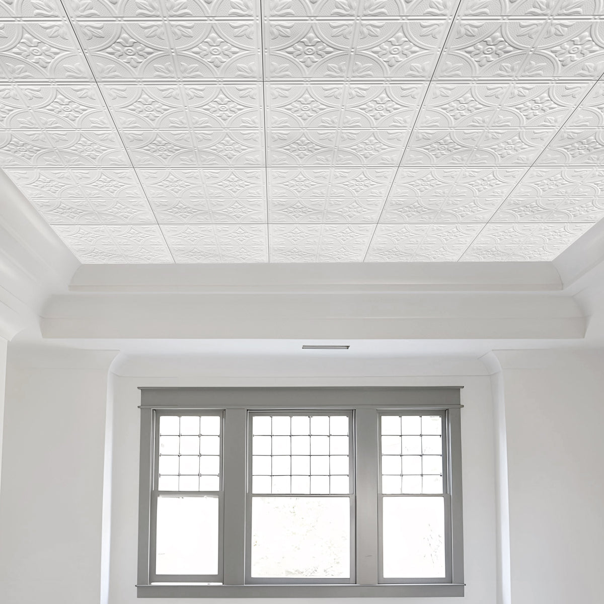 PVC 2 ft. x 2 ft. Traditional Embossing Pattern Drop in Ceiling Tile (48 sq.ft./case)
