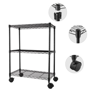 3-Tier Steel Wire Shelving with Wheels