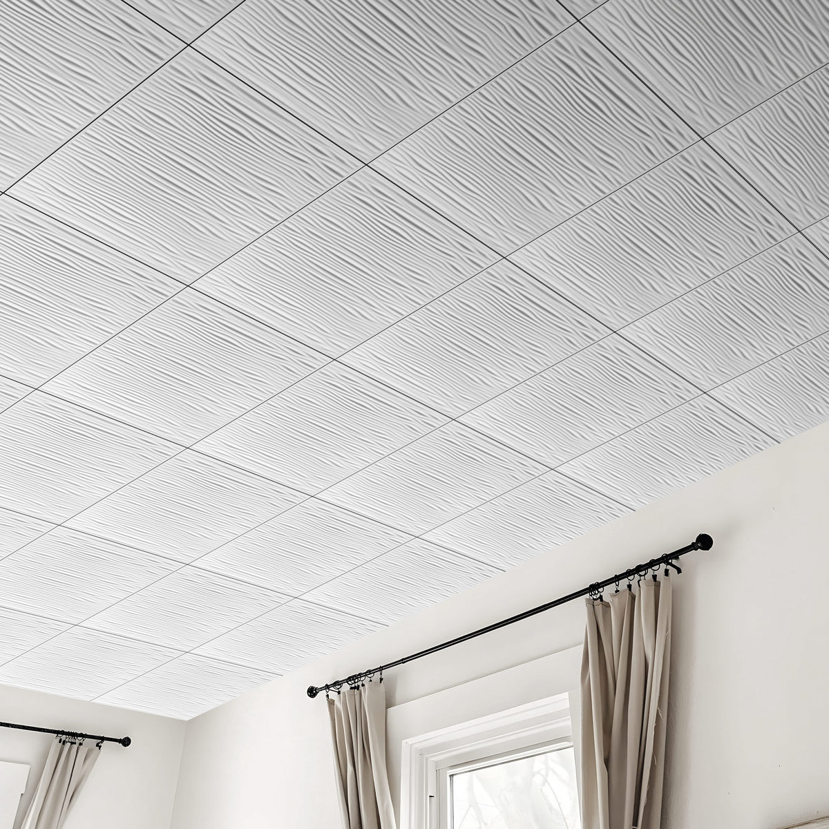 2 ft. x 2 ft. Wavy pattern PVC Lay-in Ceiling Tile (48 sq. ft./case)