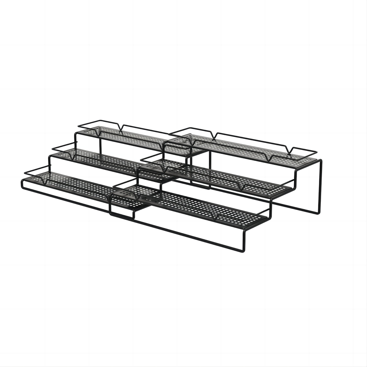 3-Tier Black Metal Wire Adjustable Spice Rack Organizer