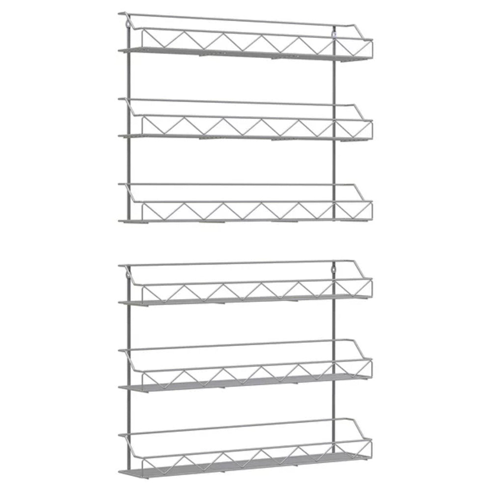 2 of Shelves 3-Tier Silver Wall Mount Spice Rack Organizer