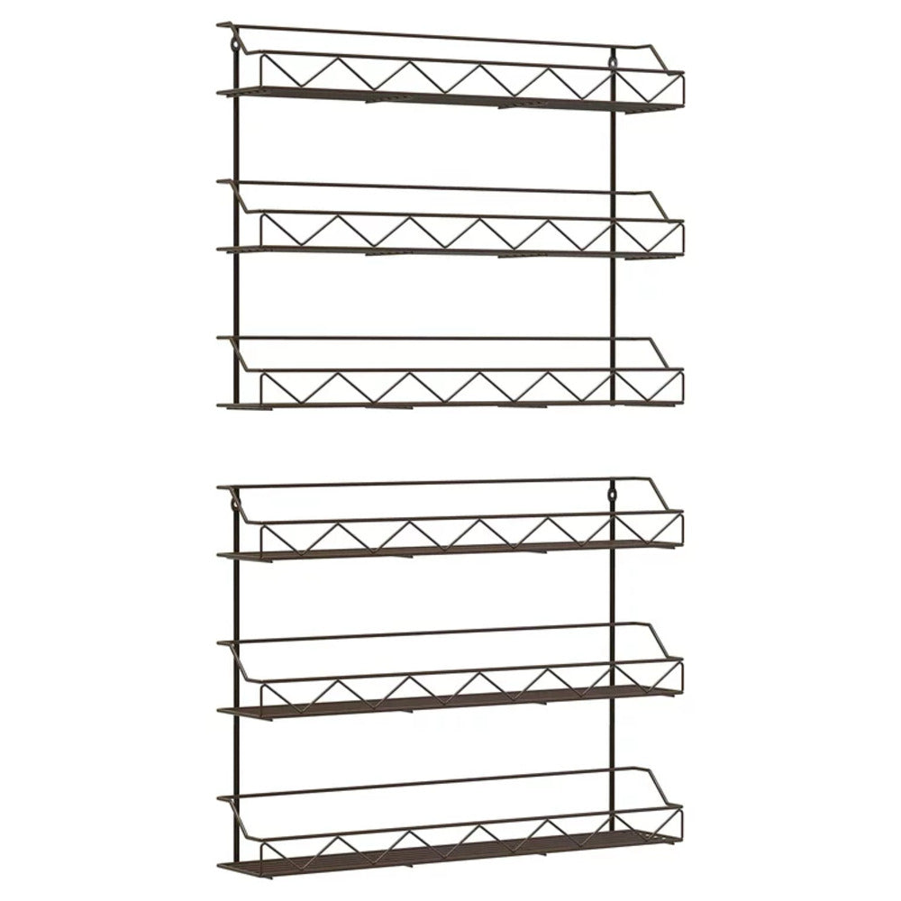 2 of Shelves 3-Tier Brozne Wall Mount Spice Rack Organizer