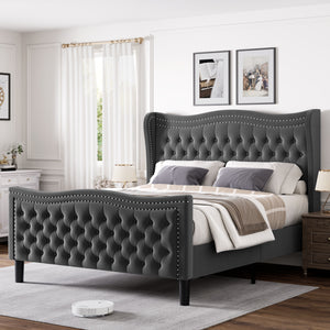 Upholstered Wingback Bed